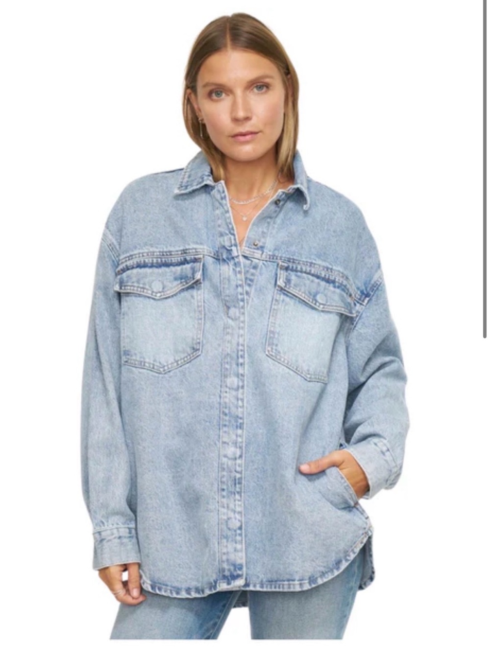 Pistola Mandy Oversized Denim Shacket. Size M. 100% natural fibers. - Picture 1 of 11